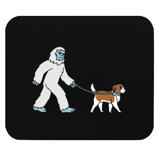 Bigfoot Sasquatch Walking Saint Bernard Mouse Pads