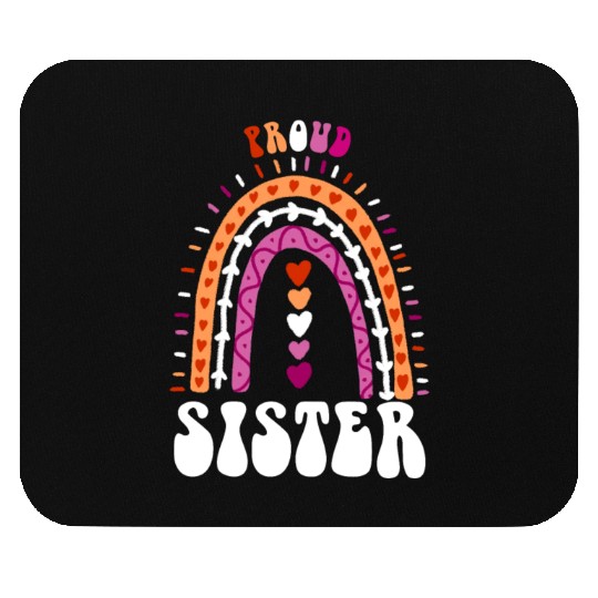 Proud Sister Lesbian Pride Boho Rainbow Mouse Pads