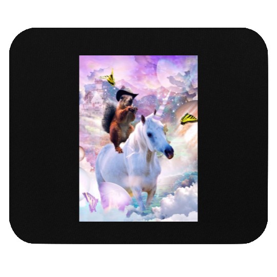 HEY, Cowboy Squirrel Riding Unicorn In Space Mouse Pads