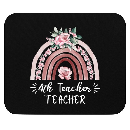 4th grade teacher floral rainbow back to school Mouse Pads