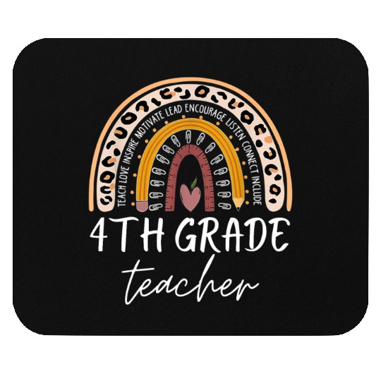 4th grade teacher leopard rainbow back to school Mouse Pads