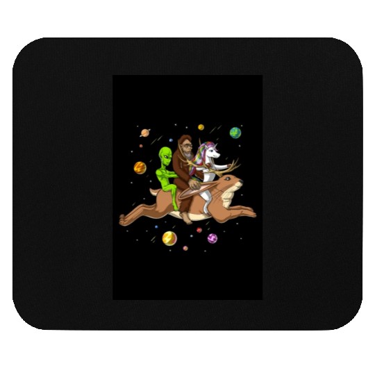 Alien Bigfoot Unicorn Riding Jackalope Mouse Pads