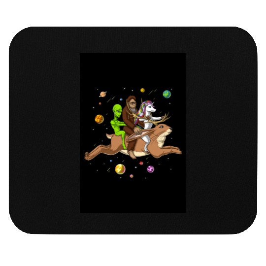 Alien Bigfoot Unicorn Riding Jackalope Mouse Pads
