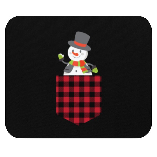Christmas Cute Snowman In Buffalo Plaid Pocket Mouse Pads