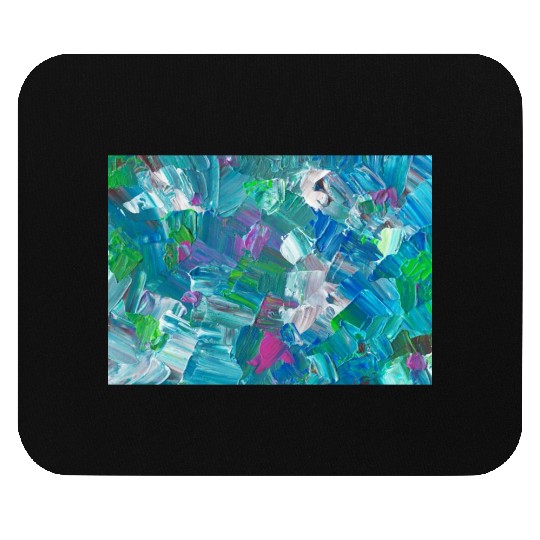Abstract Blue Teal Brushstrokes Painting Mouse Pads