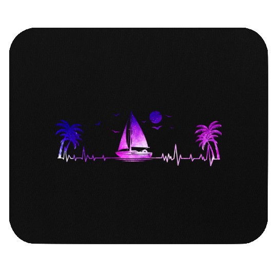 Sailboat Heartbeat Sunset Ocean Mouse Pads