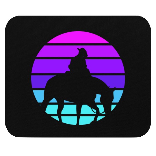 Synthwave Cowboy Horse Wrangler Gift Mouse Pads