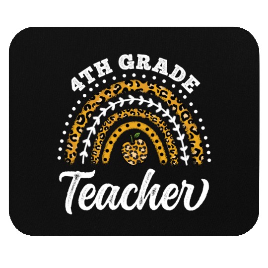 4th Grade Teacher Leopard Rainbow Back To School Mouse Pads