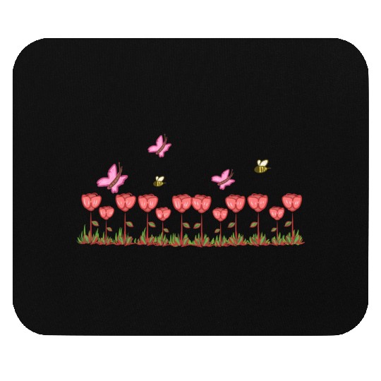 red roses line butterfly nature grass Mouse Pads