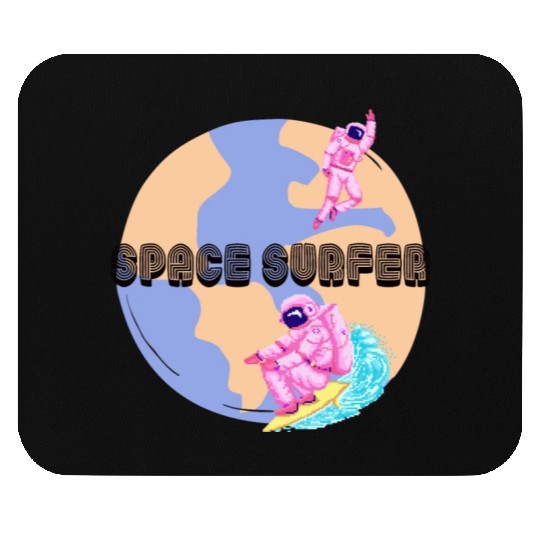Space Surfer Two Astronauts and Planet Earth Mouse Pads