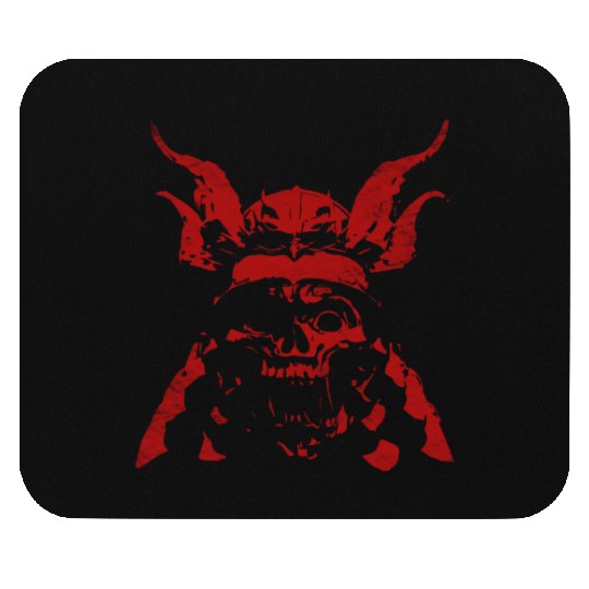 Samurai Demon Face - Red Mouse Pads