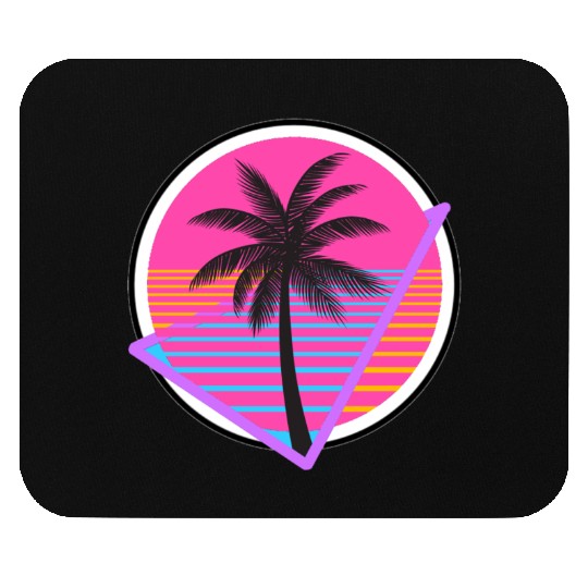 Neon Sunset Palm Tree Mouse Pads