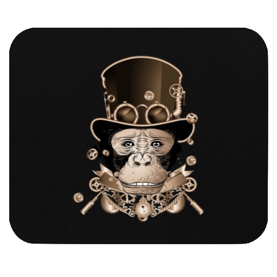 Steampunk monkey with ancient cylinder hat look Mouse Pads