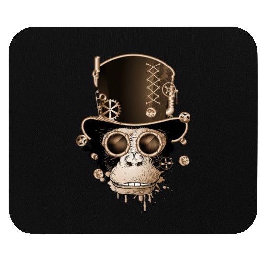 Steampunk monkey with ancient cylinder hat look Mouse Pads