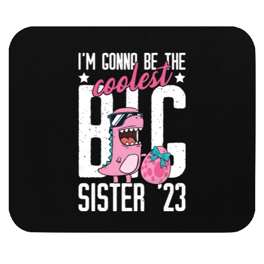 Coolest Big Sister 2023 Baby Pregnancy Dino Girls Mouse Pads