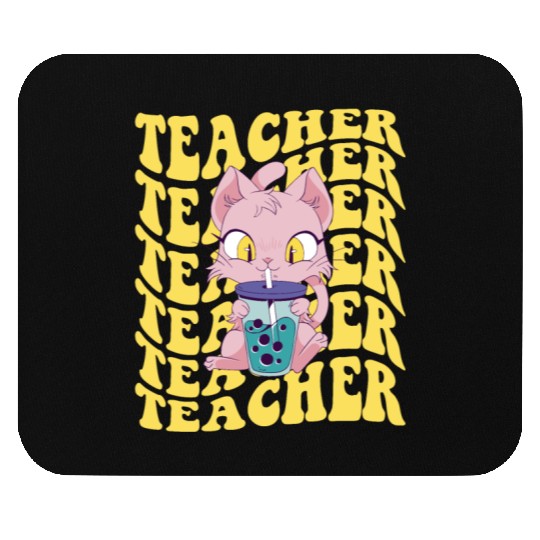 Boba Tea Teacher Retro Groovy Back To School Mouse Pads