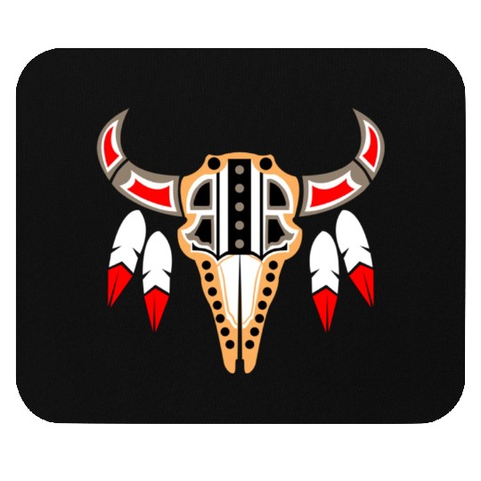 Native American Buffalo Skull for Tribal Art Lover Mouse Pads