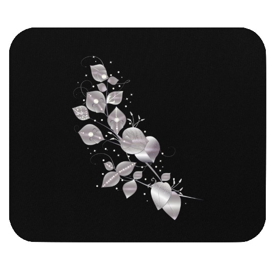 noble leaf tendril in metallic silver look Mouse Pads