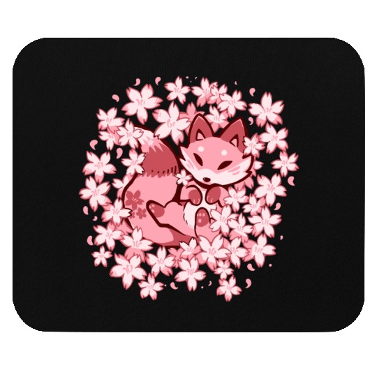 Cherry Blossom Fox Mouse Pads