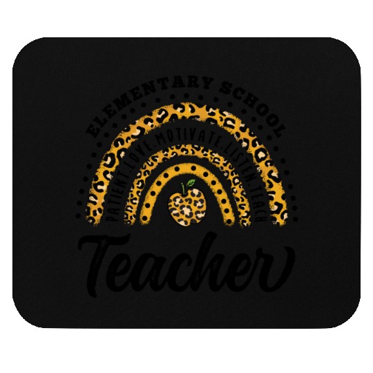 Leopard Print Elementary School Teacher Rainbow Mouse Pads
