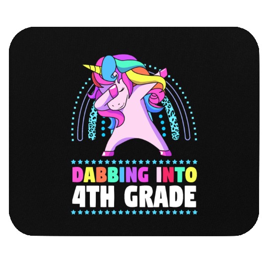 Back To School Dabbing Unicorn Rainbow 4th Grade Mouse Pads