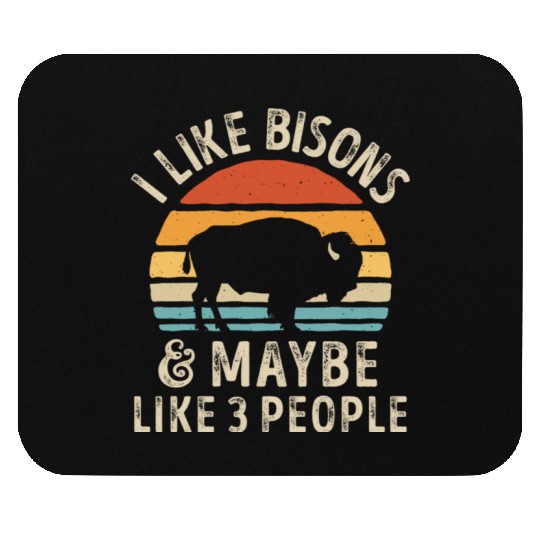 I Like Bisons and Maybe 3 People Retro Sunset Vint Mouse Pads