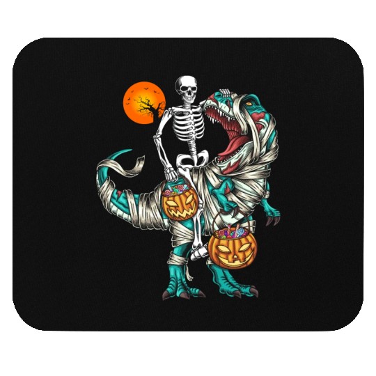 Halloween Skeleton Riding Mummy Dinosaur Pumpkin Mouse Pads