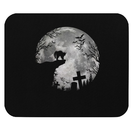 Halloween Bats and Black Cats Witchs Moon Mouse Pads