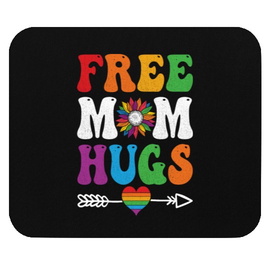 Free Mom Hugs Mouse Pads Sunflower Rainbow Heart LGBT