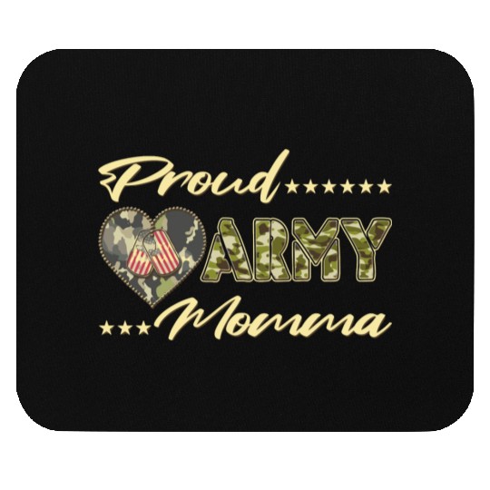 Proud Army Momma Us Flag Dog Tags Military Mom Fam Mouse Pads