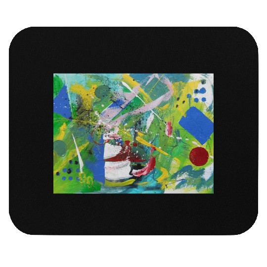 DSCN2939 abstract art, green, red, blue art Mouse Pads
