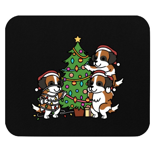 Saint Bernard Christmas Tree Mouse Pads