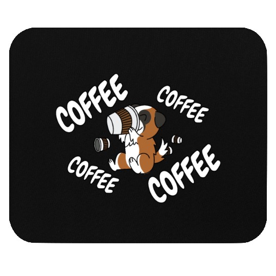 Saint Bernard Drinking Coffee Mouse Pads