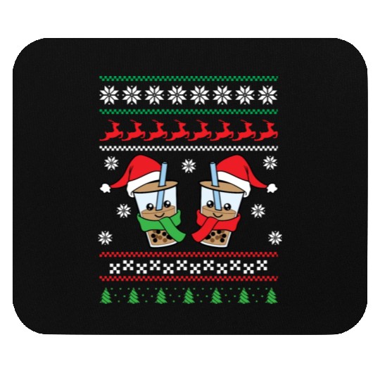 Christmas Bubble Boba Tea Winter Xmas Holiday Mouse Pads