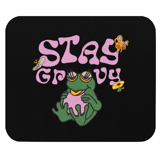 Stay Grvy - Pink Dark Green Typecentric Mouse Pads