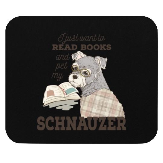 Schnauzer Cartoon Book Lover Gift Mouse Pads
