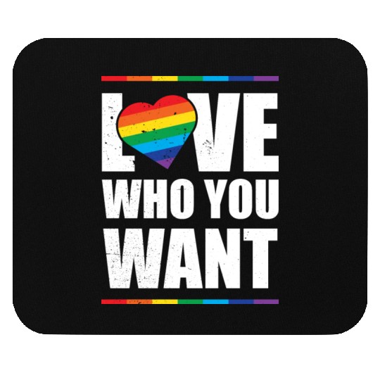 LGBT Love Who You Want Gay Pride Rainbow Heart Mouse Pads