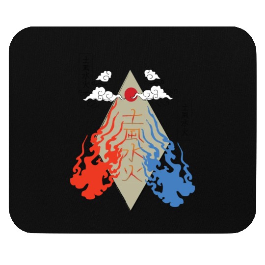 four elements japanese illustration Mouse Pads