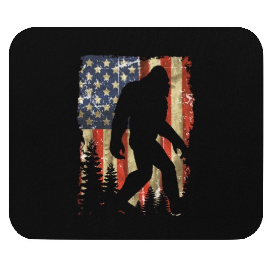 Bigfoot Believe Sasquatch American Flag Silhouette Mouse Pads
