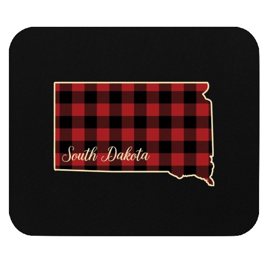 South Dakota Buffalo Plaid Silhouette Home State Mouse Pads