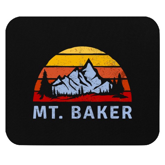 Mt Baker Retro Mountain Sunset Mouse Pads