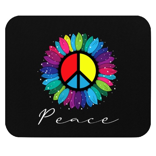 Sunflower Peace Sign Rainbow LGBT Mouse Pads