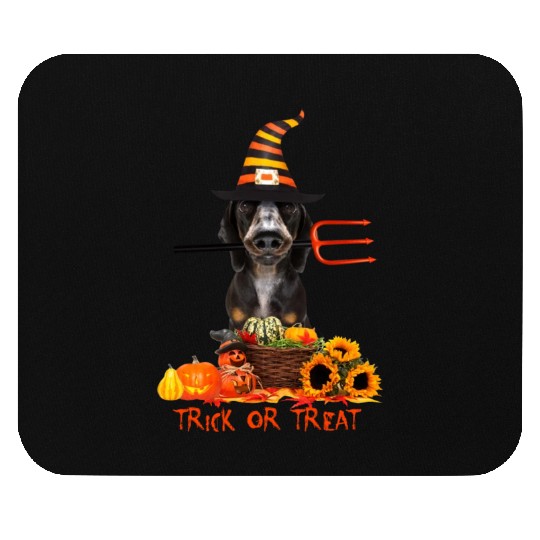Dachshund Trick or Treat Sunflowers Mouse Pads
