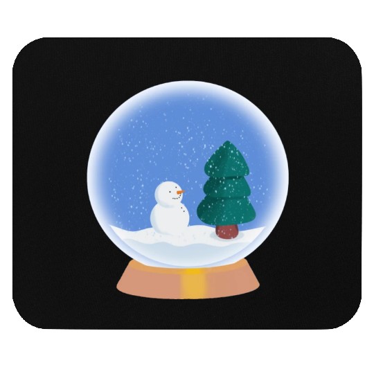 Snow man snow globe Mouse Pads