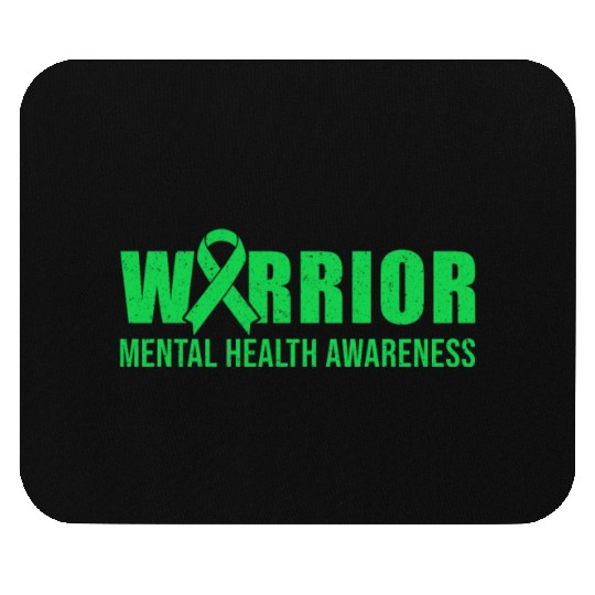 Mental Health Warrior Green Ribbon Mouse Pads