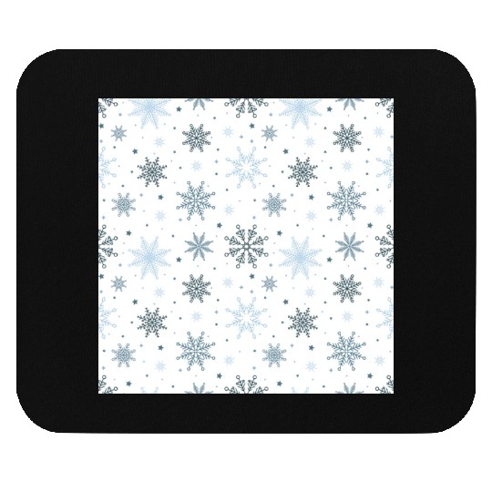 Modern Snowflakes Pattern White Blue Mouse Pads