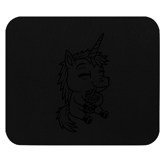 unicorn drinking boba tea Mouse Pads