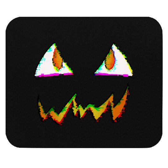 Jack O Lantern Face Glitch Mouse Pads