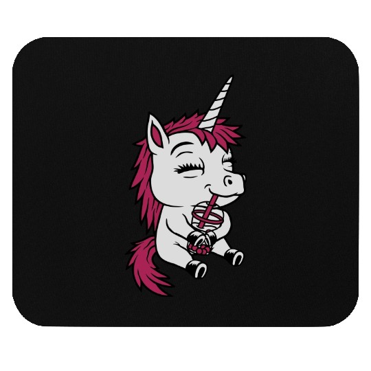 Boba tea drinking unicorn Mouse Pads