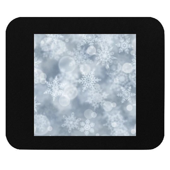 Grey White Snowflakes Pattern Mouse Pads
